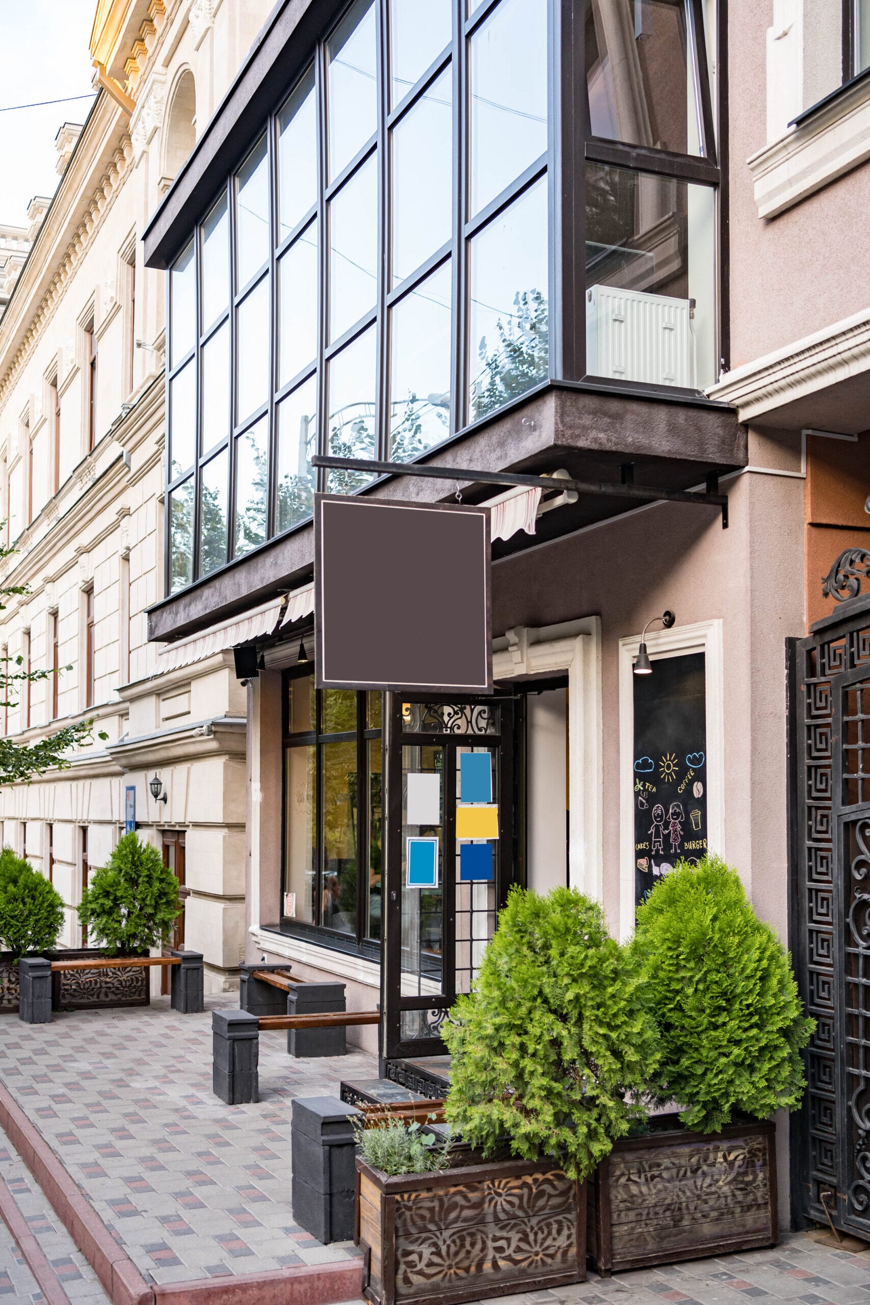 Signboard on the building modern style, copy space